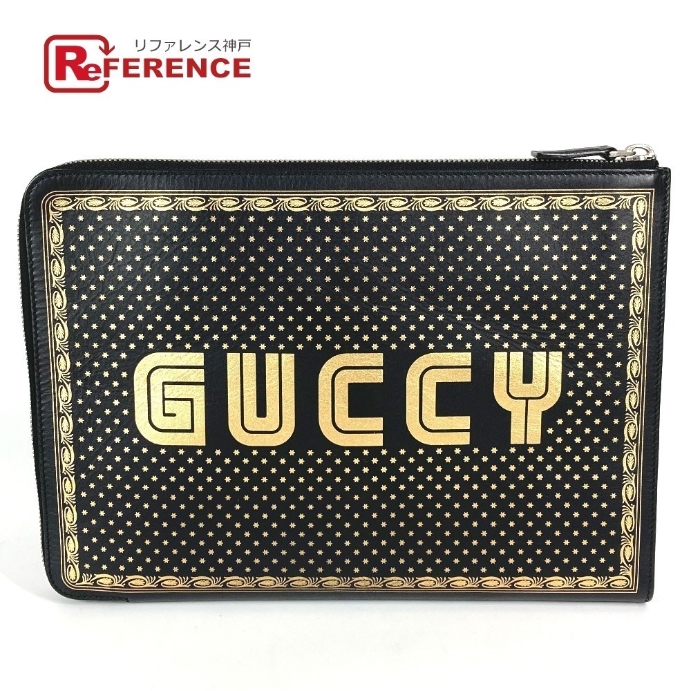 Gucci Sega Collaboration GUCCY Logo Bag Handle Shoulder Clutch Black
